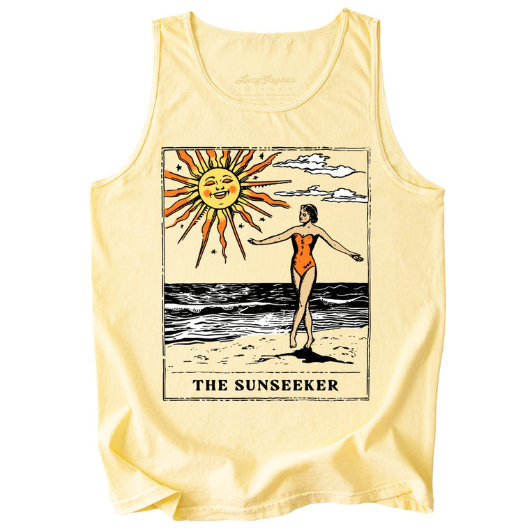 The Sunseeker Tarot Card Comfort Colors Graphic Tank Top - Butter