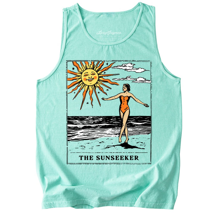 The Sunseeker Tarot Card Comfort Colors Graphic Tank Top - Island Reef