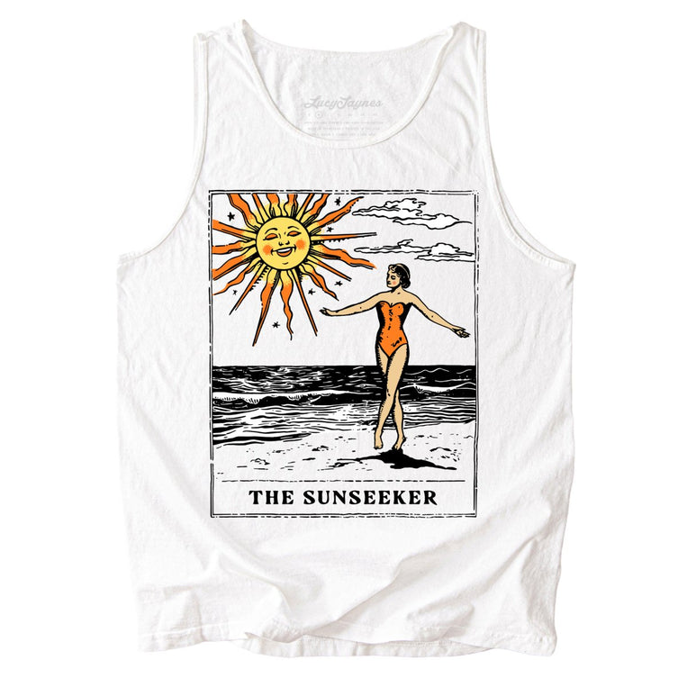 The Sunseeker Tarot Card Comfort Colors Graphic Tank Top - White