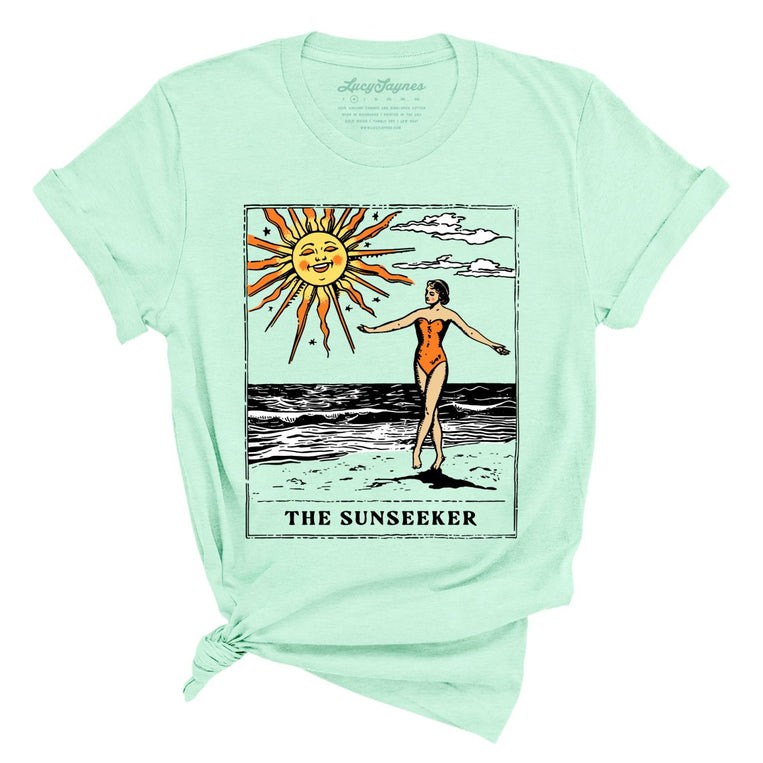 The Sunseeker Tarot Card Graphic Tee - Heather Mint