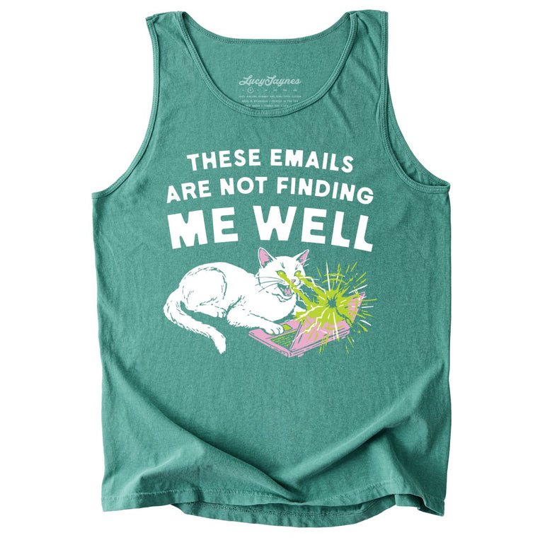 These Emails Are Not Finding Me Well Comfort Colors Graphic Tank Top - Light Green