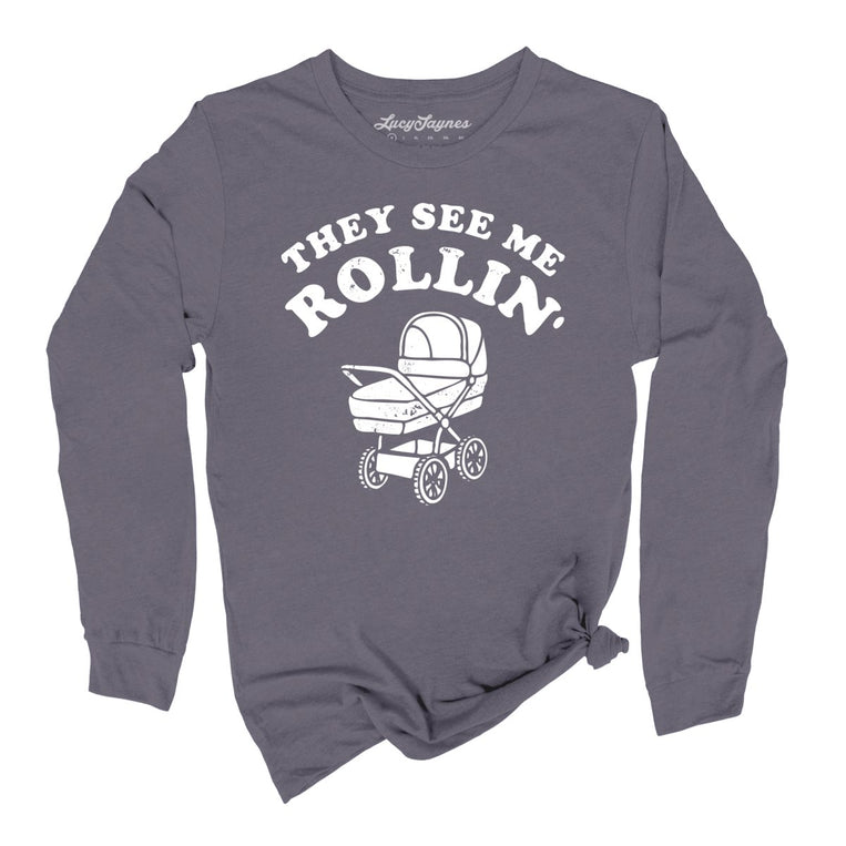 They See Me Rollin' Graphic Long Sleeve Tee - Storm