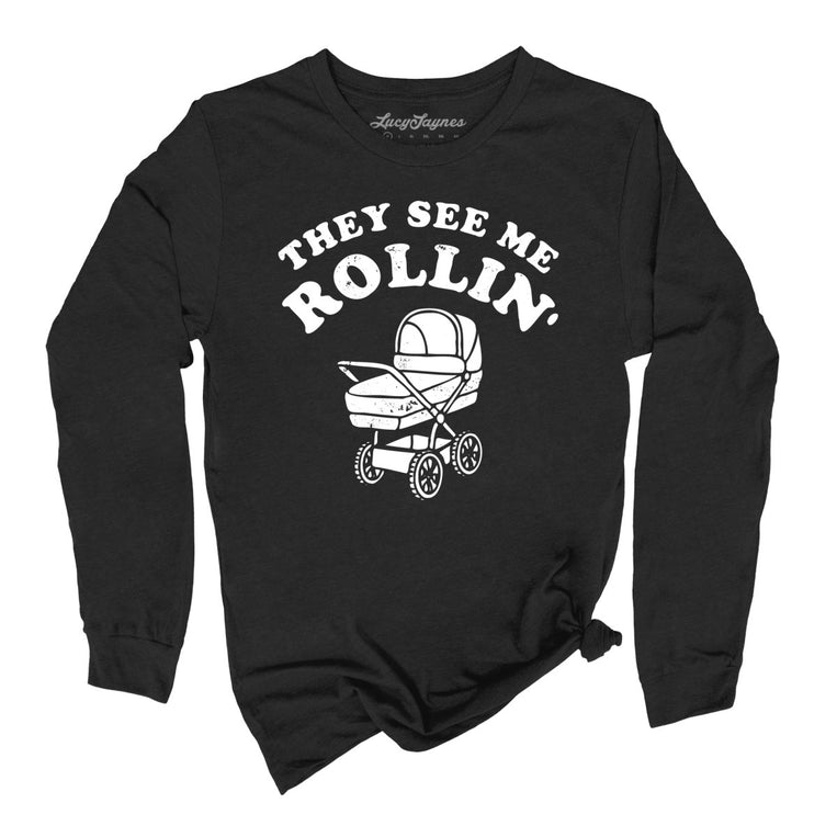 They See Me Rollin' Graphic Long Sleeve Tee - Black