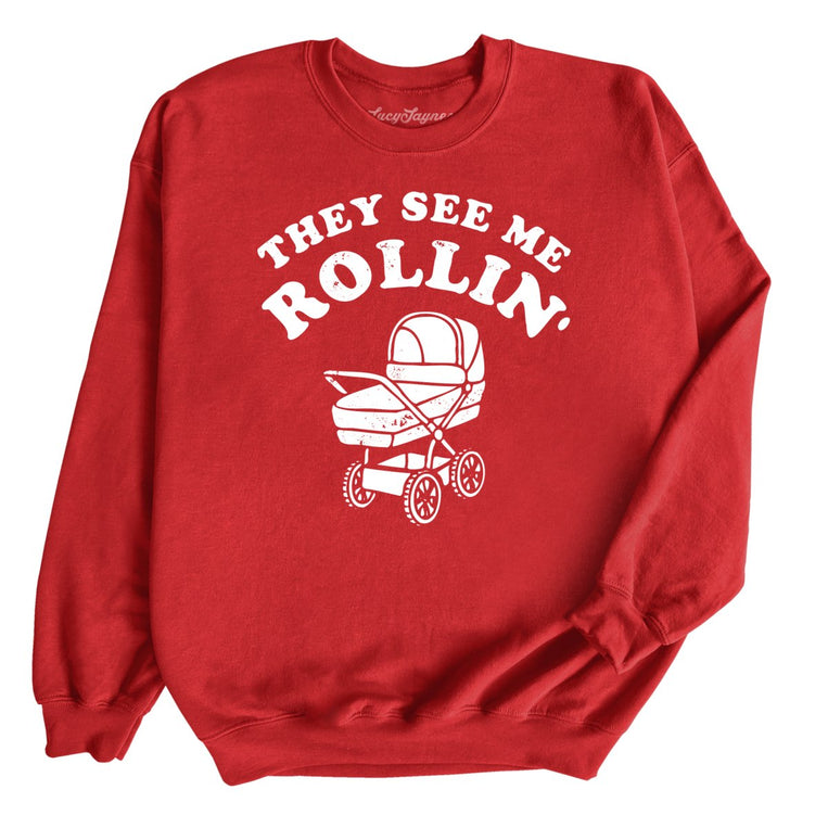 They See Me Rollin' Graphic Sweatshirt - Red