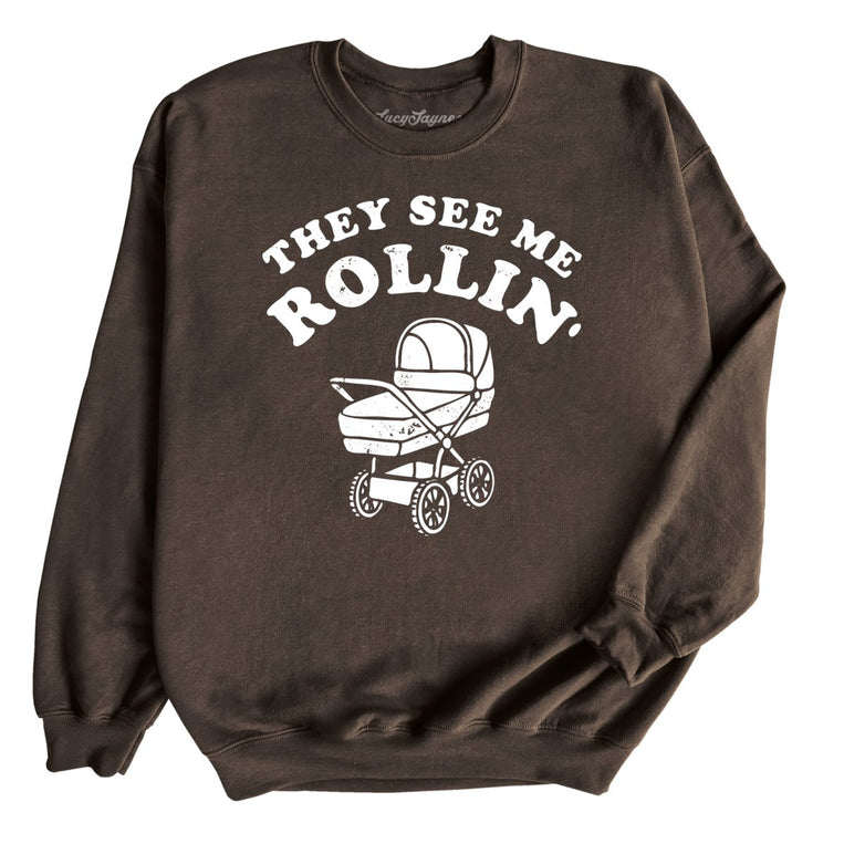 They See Me Rollin' Graphic Sweatshirt - Dark Chocolate