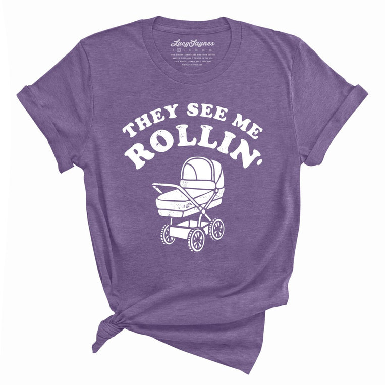 They See Me Rollin' Graphic Tee - Heather Purple
