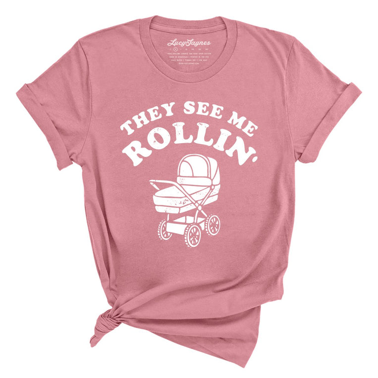 They See Me Rollin' Graphic Tee - Mauve