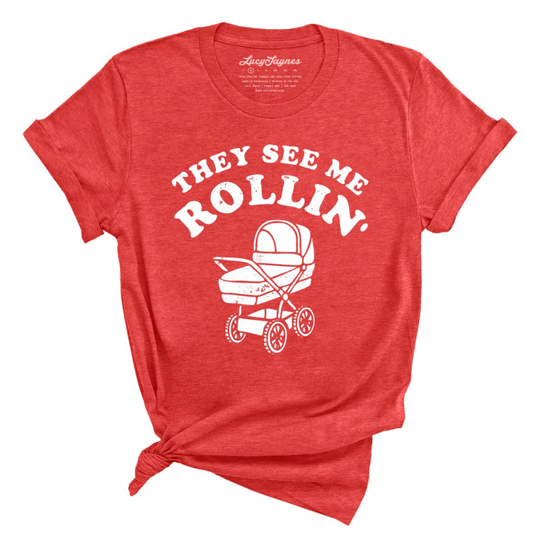 They See Me Rollin' Graphic Tee - Heather Red
