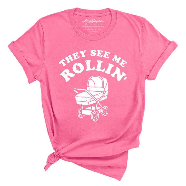 They See Me Rollin' Graphic Tee - Charity Pink