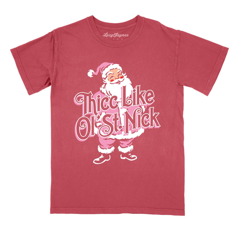 Thicc Like Ol Saint Nick Comfort Colors Graphic Tee - Crimson