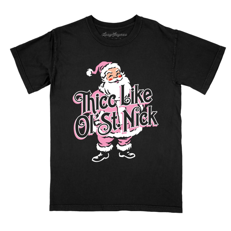 Thicc Like Ol Saint Nick Comfort Colors Graphic Tee - Black