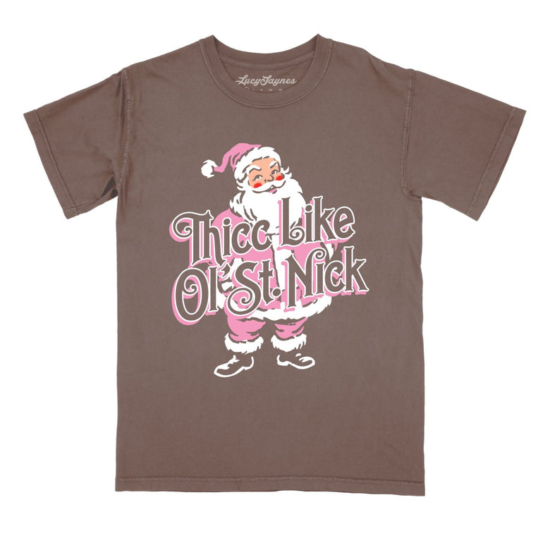 Thicc Like Ol Saint Nick Comfort Colors Graphic Tee - Espresso