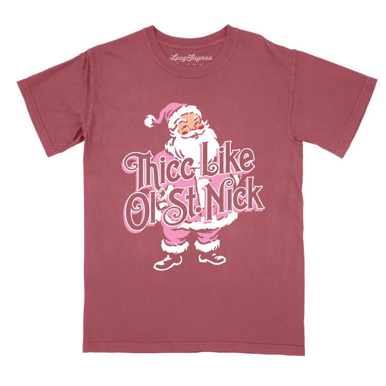 Thicc Like Ol Saint Nick Comfort Colors Graphic Tee - Brick