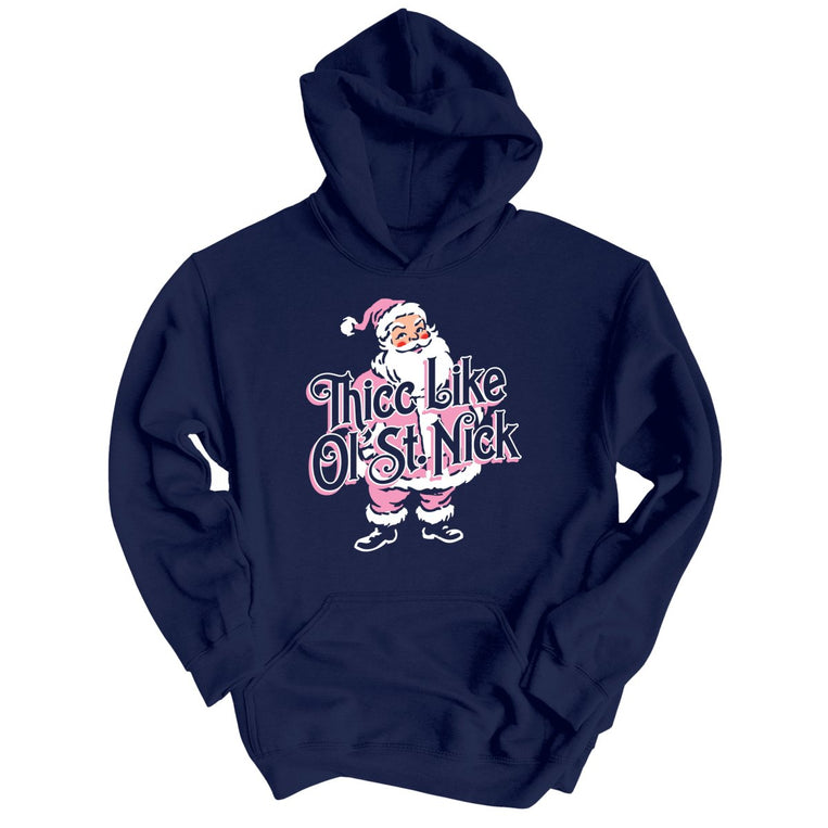 Thicc Like Ol Saint Nick Graphic Hoodie - Navy
