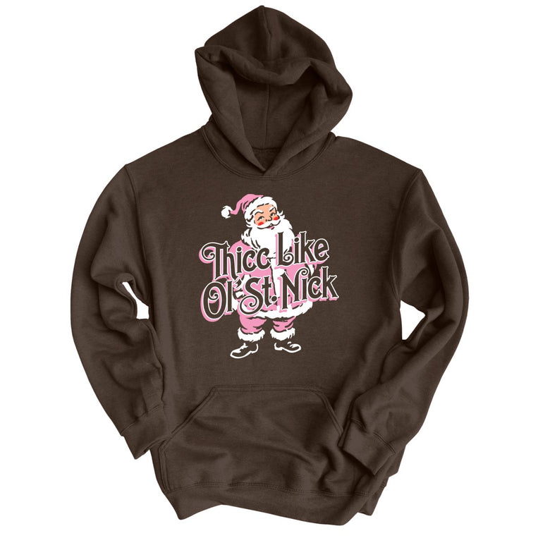 Thicc Like Ol Saint Nick Graphic Hoodie - Dark Chocolate