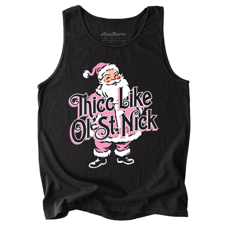 Thicc Like Ol Saint Nick Comfort Colors Graphic Tank Top - Black