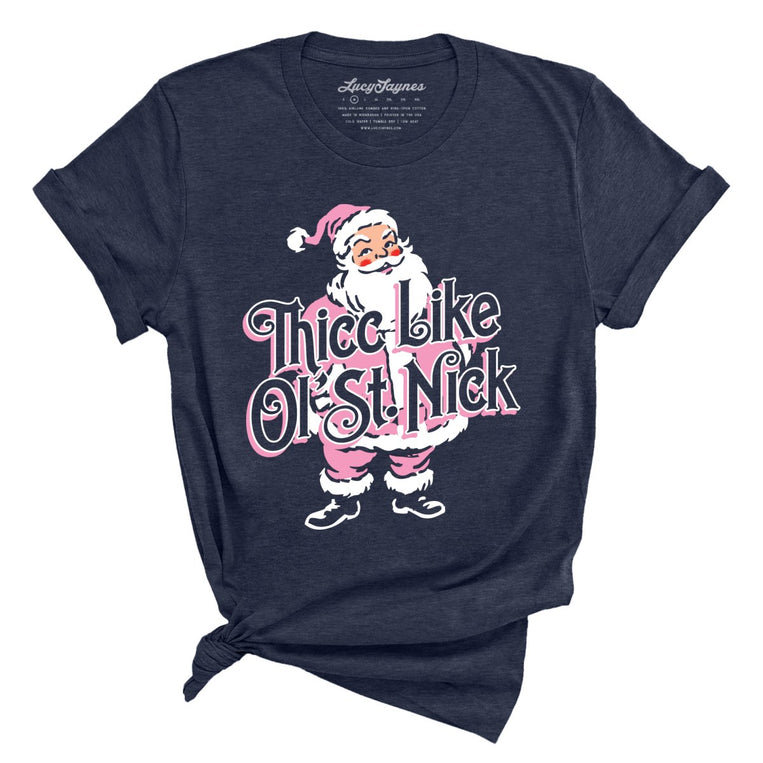 Thicc Like Ol Saint Nick Graphic Tee - Heather Midnight Navy