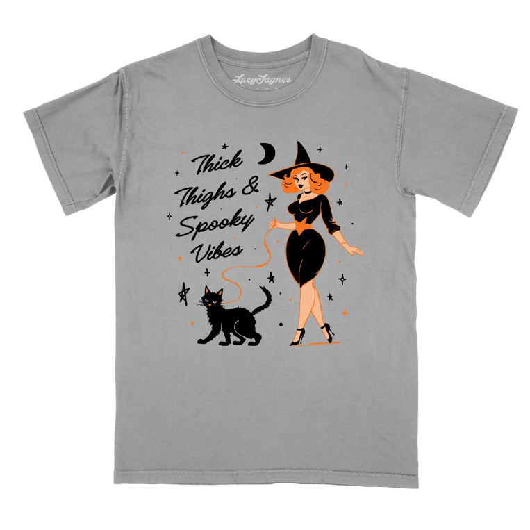 Thick Thighs and Spooky Vibes Comfort Colors Graphic Tee