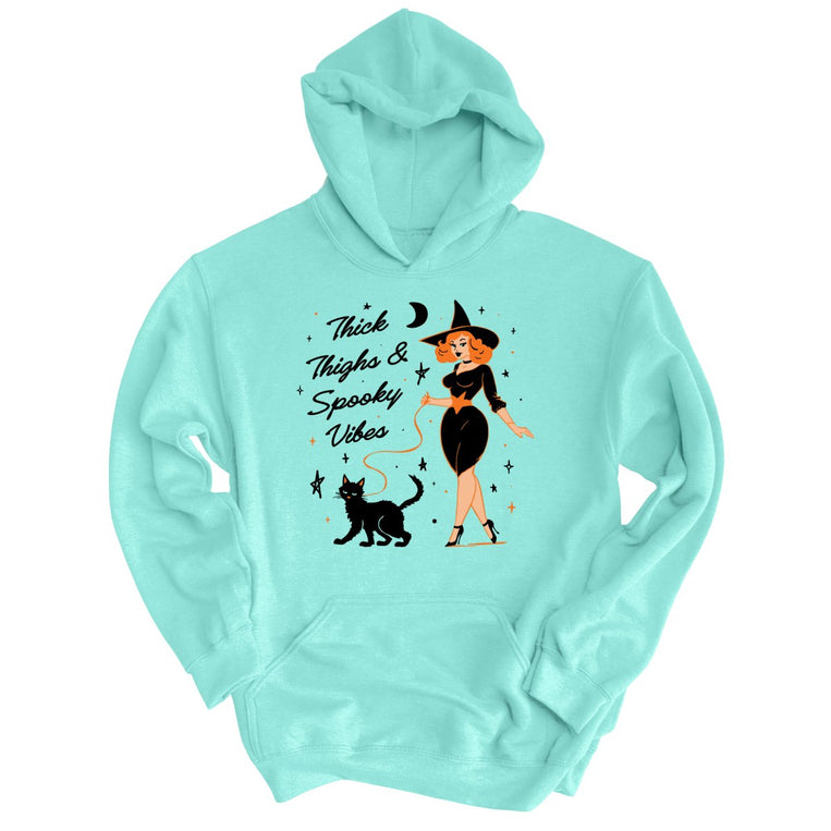 Thick Thighs and Spooky Vibes Graphic Hoodie - Mint