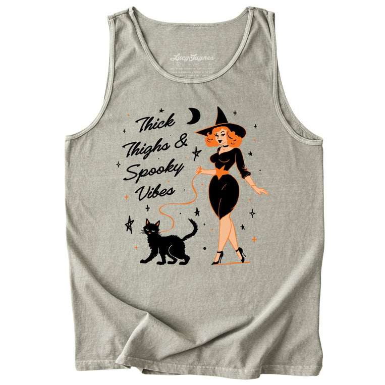 Thick Thighs and Spooky Vibes Comfort Colors Graphic Tank Top