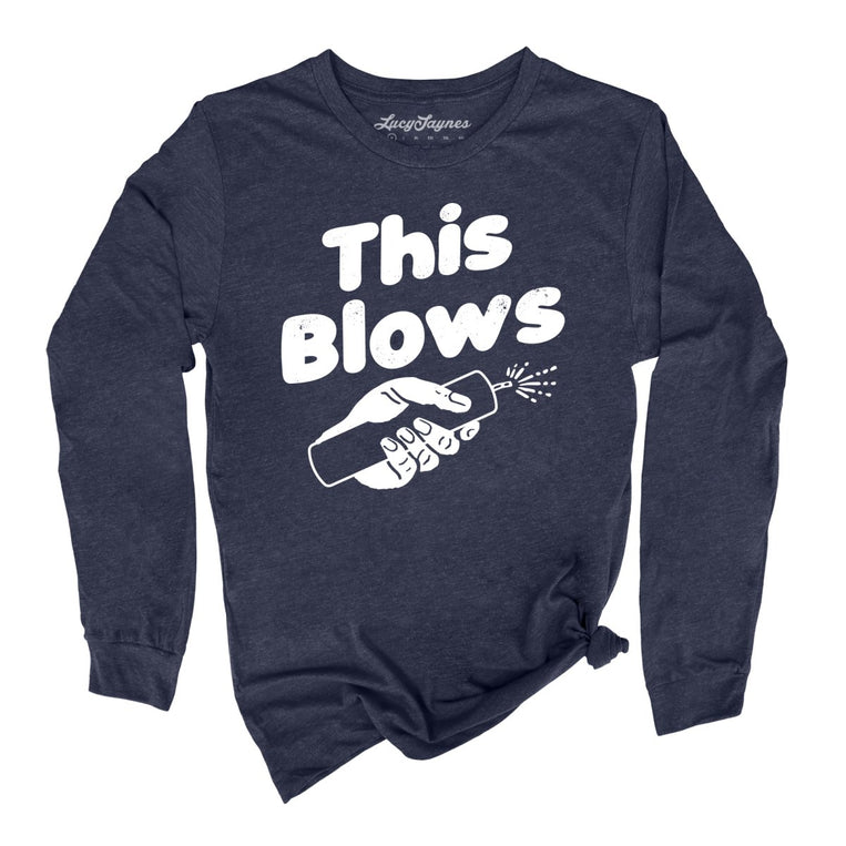 This Blows Graphic Long Sleeve Tee - Heather Navy
