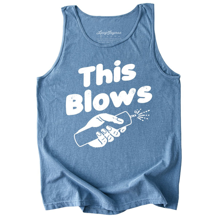 This Blows Comfort Colors Graphic Tank Top - Blue Jean