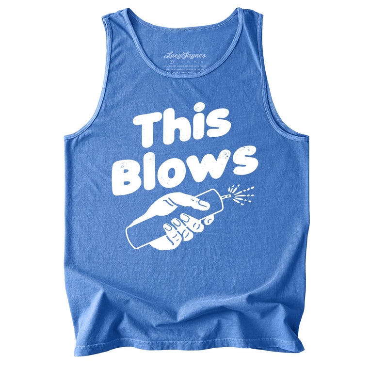 This Blows Comfort Colors Graphic Tank Top - Flo Blue