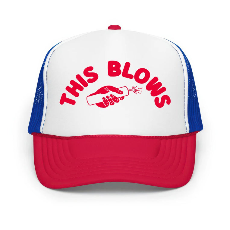 This Blows Classic Foam Trucker Hat - White/Royal/Red