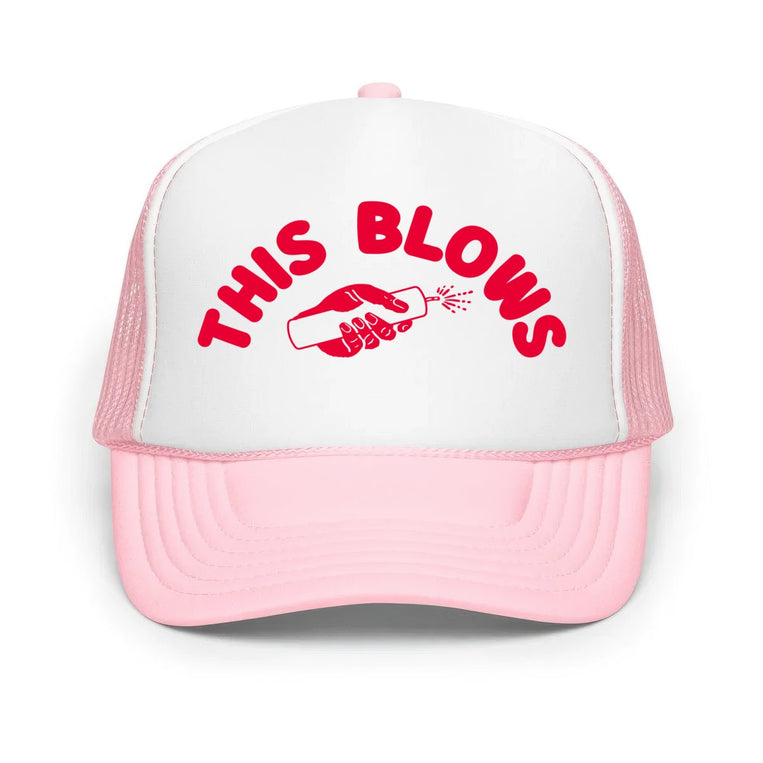 This Blows Classic Foam Trucker Hat - Light Pink/White/Light Pink