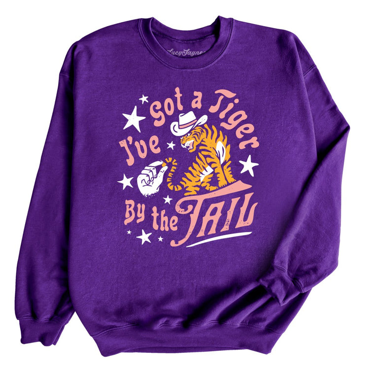 Tiger By The Tail Graphic Sweatshirt - Purple