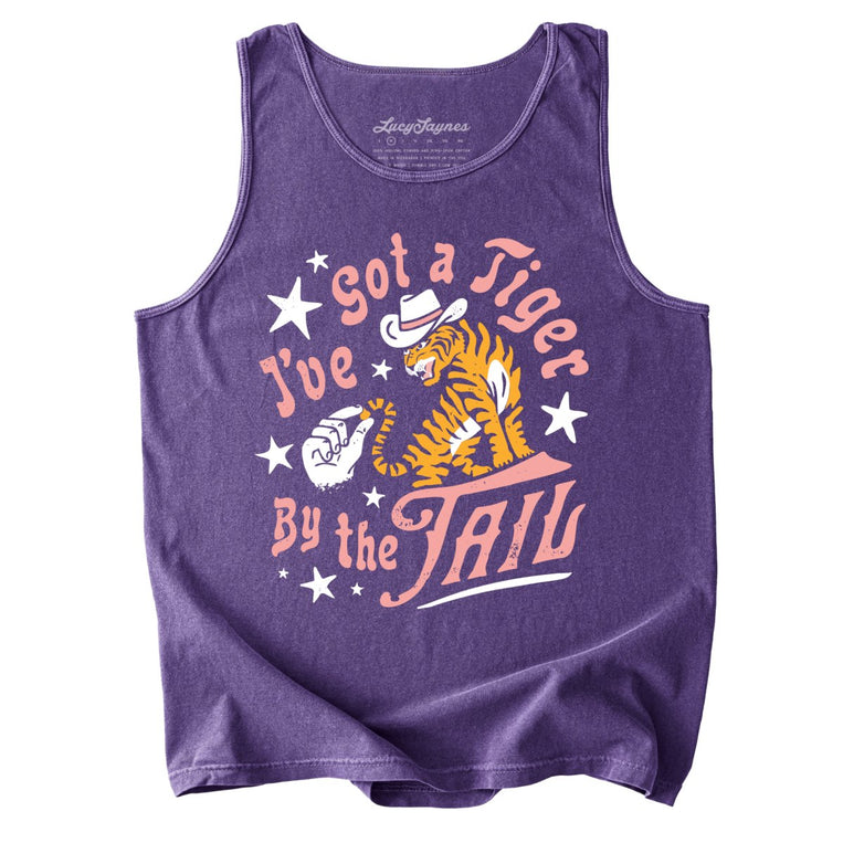 Tiger By The Tail Comfort Colors Graphic Tank Top - Grape