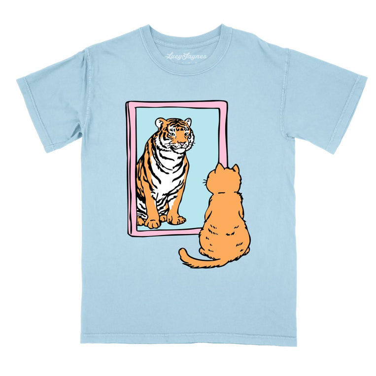 Tiger Kitty Comfort Colors Graphic Tee - Chambray