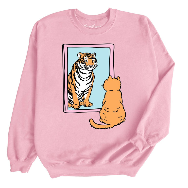 Tiger Kitty Graphic Sweatshirt - Light Pink