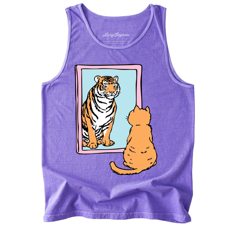 Tiger Kitty Comfort Colors Graphic Tank Top - Violet