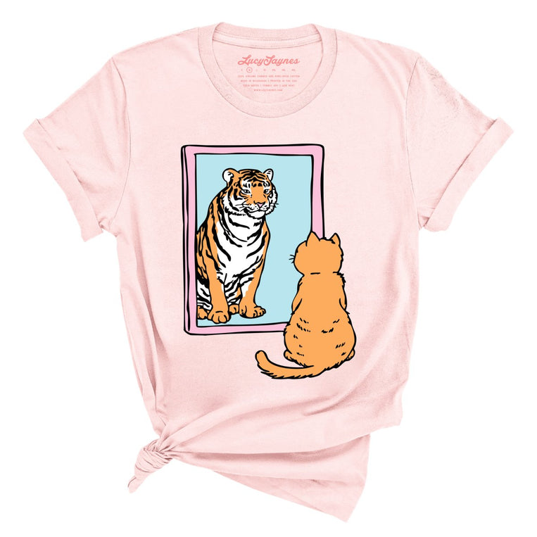 Tiger Kitty Graphic Tee - Soft Pink