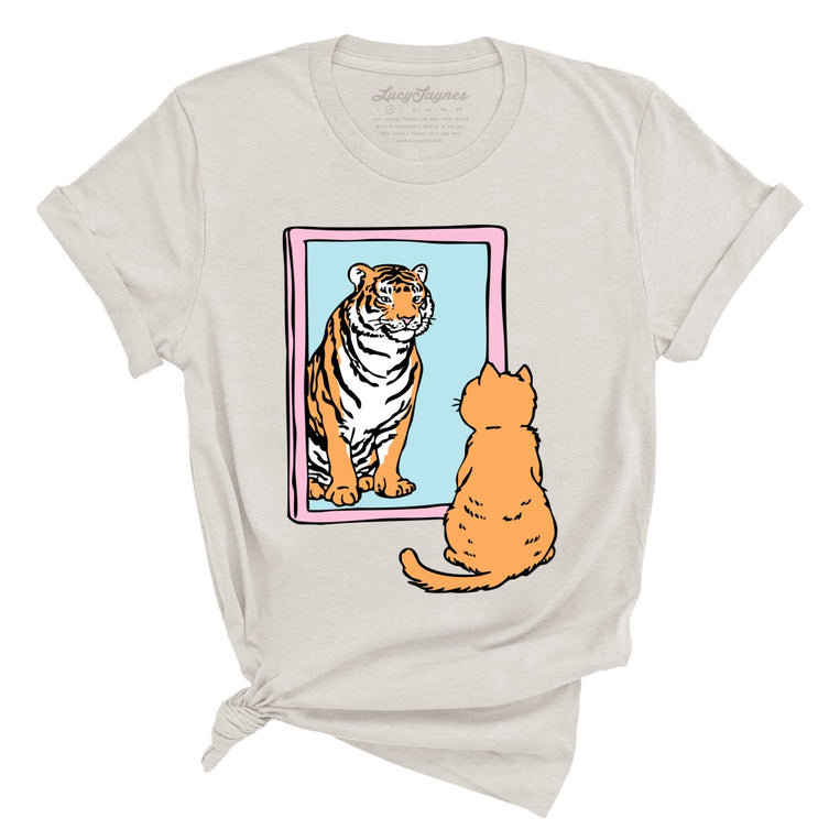 Tiger Kitty Graphic Tee - Heather Dust