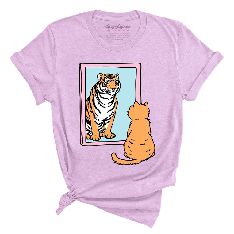 Tiger Kitty Graphic Tee - Heather Prism Lilac