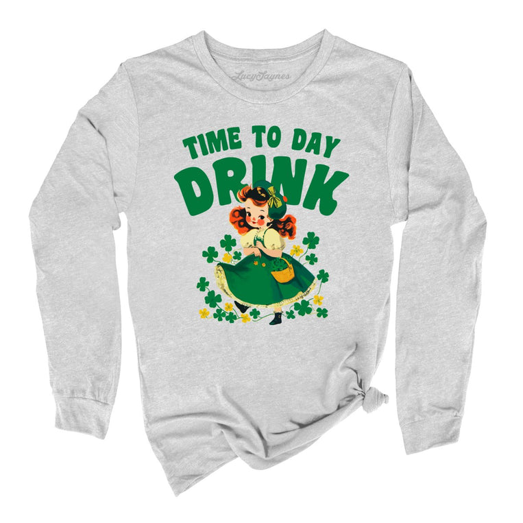 Time To Day Drink Graphic Long Sleeve Tee - Athletic Heather