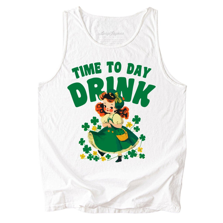 Time To Day Drink Comfort Colors Graphic Tank Top - White
