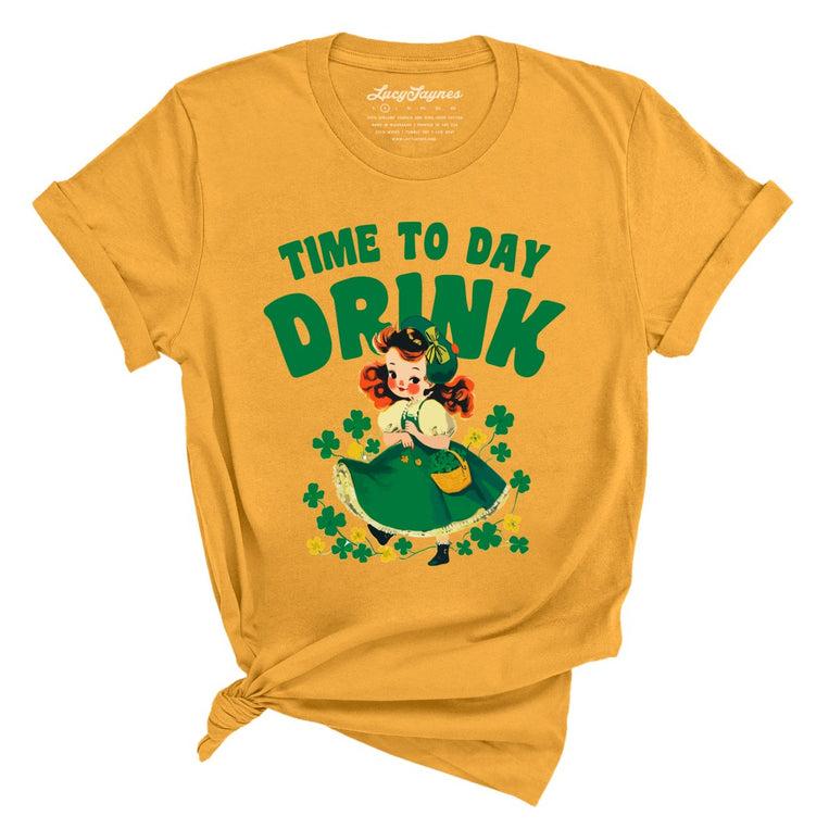 Time To Day Drink Graphic Tee - Mustard
