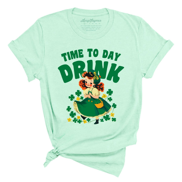 Time To Day Drink Graphic Tee - Heather Mint
