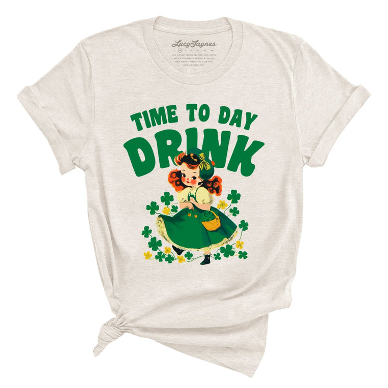 Time To Day Drink Graphic Tee - Heather Dust