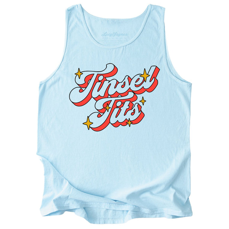 Tinsel Tits Comfort Colors Graphic Tank Top - Chambray