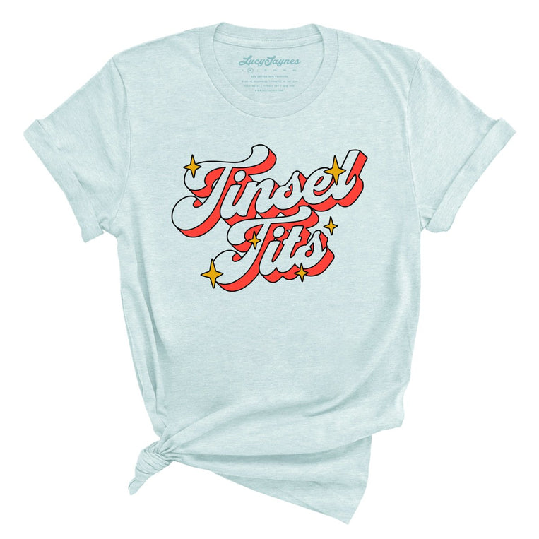 Tinsel Tits Graphic Tee - Heather Ice Blue