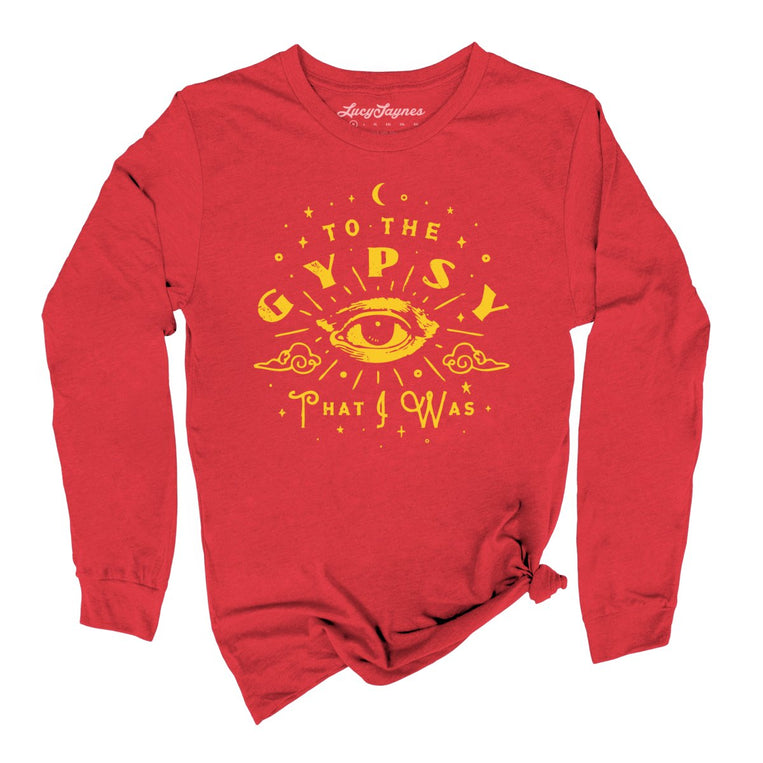 To The Gypsy That I Was Graphic Long Sleeve Tee - Red