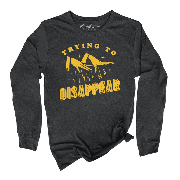 Trying to Disappear Graphic Long Sleeve Tee - Dark Grey Heather
