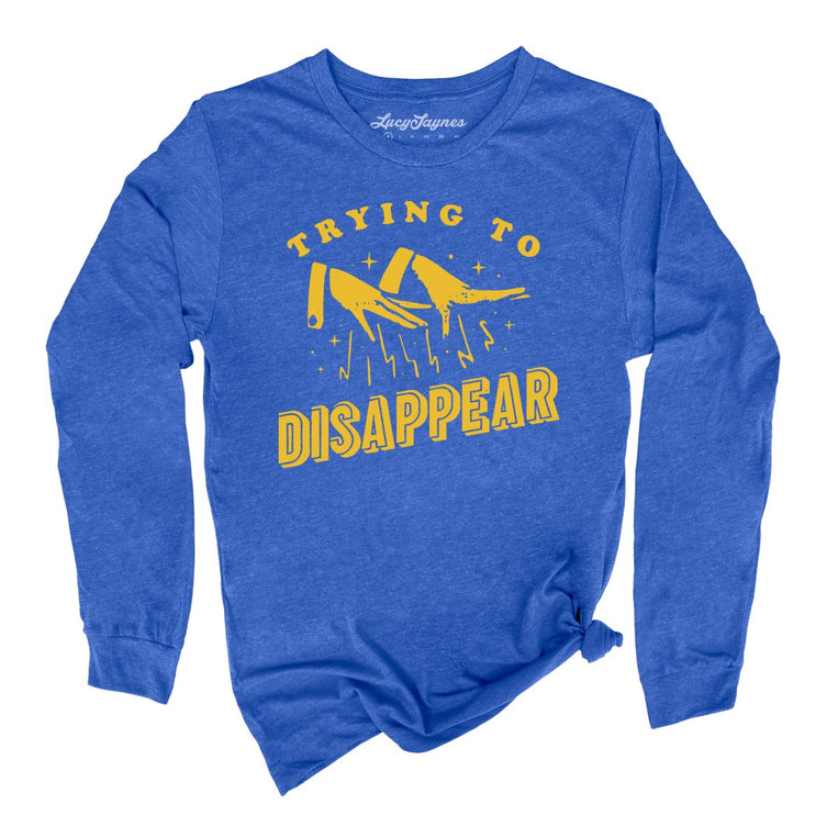 Trying to Disappear Graphic Long Sleeve Tee - Heather True Royal