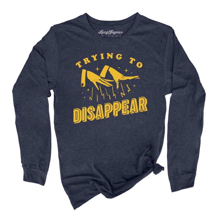Trying to Disappear Graphic Long Sleeve Tee - Heather Navy