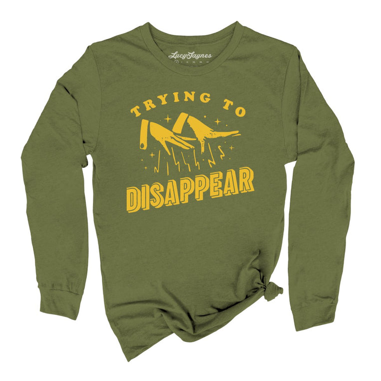 Trying to Disappear Graphic Long Sleeve Tee - Olive