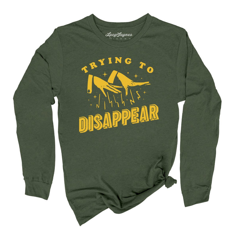 Trying to Disappear Graphic Long Sleeve Tee - Military Green